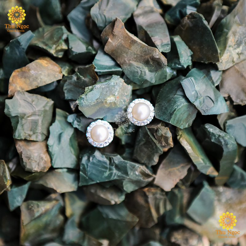 Trang sức đá quý phong thủy Bông tai trai bọc bạc