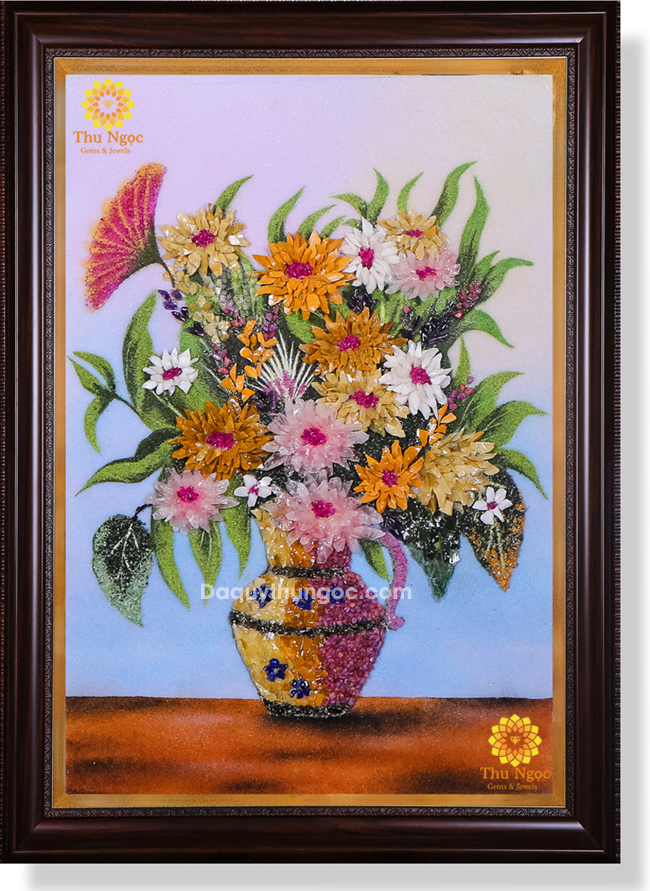 Tranh hoa phong thủy đá quý