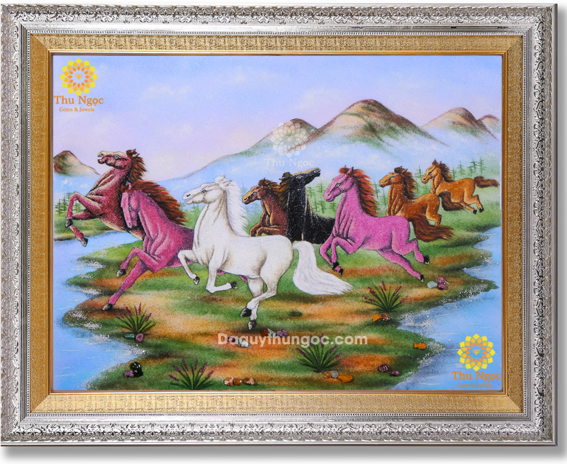 Tranh đá quý phong thủy mã đáo thành công