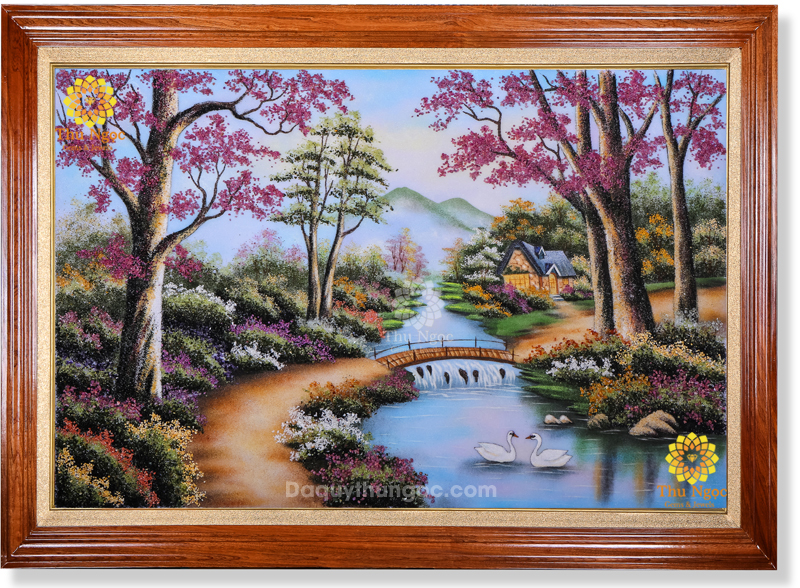 Tranh phong cảnh đá quý rừng lá đỏ