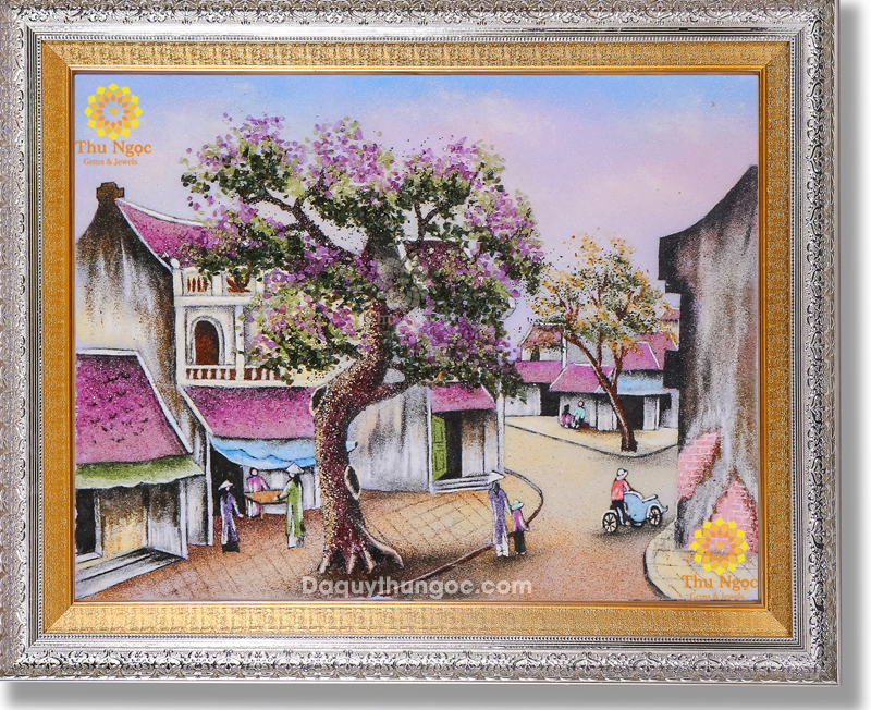 Tranh phong cảnh phong thủy đá quý