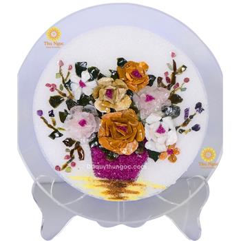 Hoa ghép tròn mica Nhật