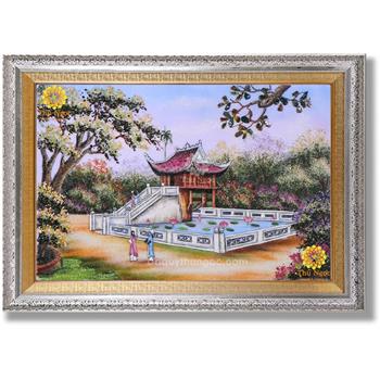 Tranh đá quý chùa Một Cột hai cô gái