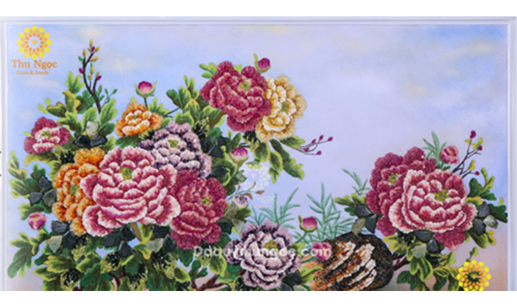 Tranh Hoa Phong Thủy chế tác từ đá quý thiên nhiên
