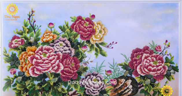 Tranh Hoa Phong Thủy chế tác từ đá quý thiên nhiên